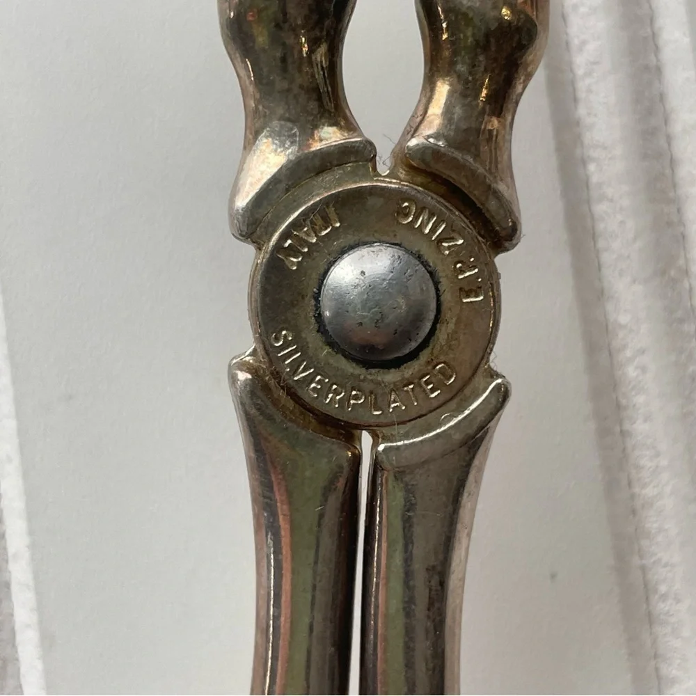 Vintage E.R. Zinc, Silver Plated, Scissor Style, Serving Tongs, Made in Italy